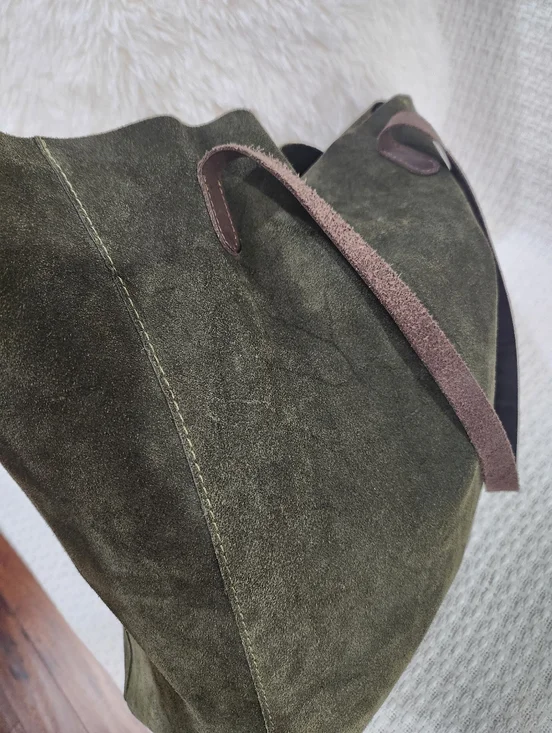 Suede Tote Bag, Hobo Bag, Shoulder Bag, Gorgeous Color. - Picture 11 of 11